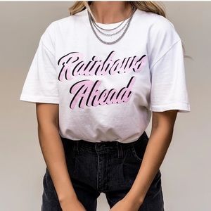 Dressed in Lala Rainbows Ahead tee! 💕